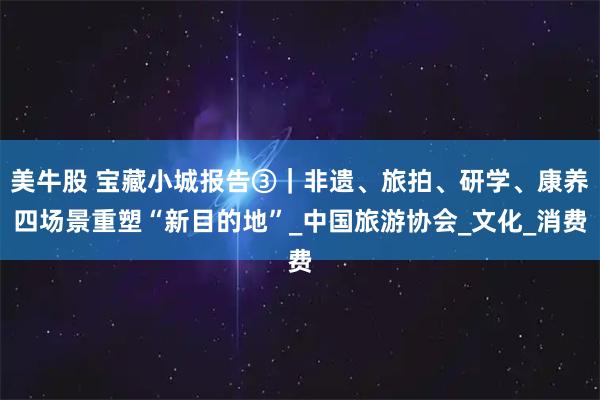 美牛股 宝藏小城报告③｜非遗、旅拍、研学、康养四场景重塑“新目的地”_中国旅游协会_文化_消费