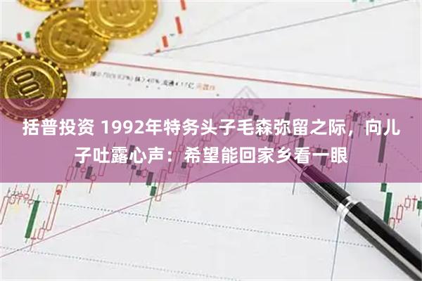 括普投资 1992年特务头子毛森弥留之际，向儿子吐露心声：希望能回家乡看一眼